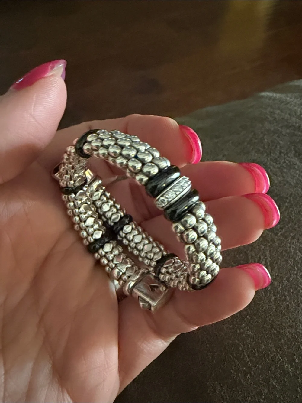 LAGOS size medium caviar bracelet with diamonds